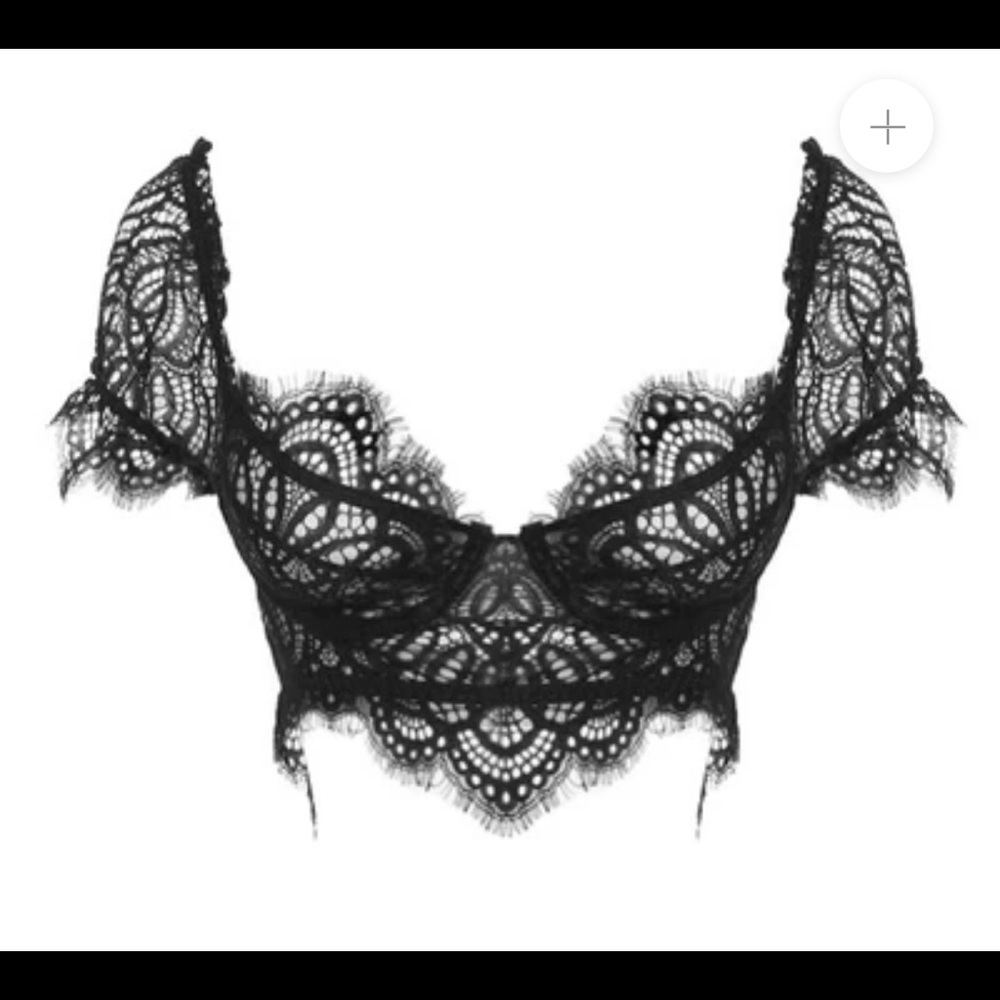 Leau Amora lace bustier crop bra top black small